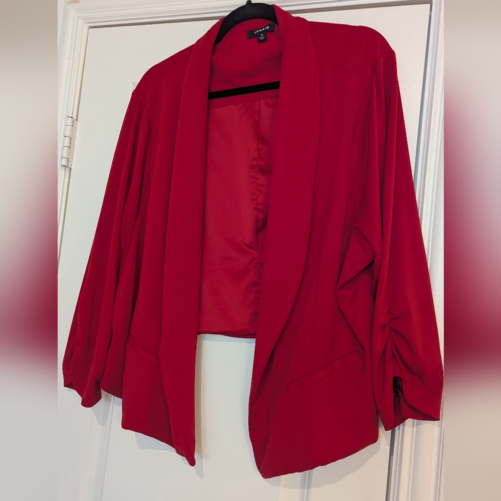 torrid Red Draped Open-Front Blazer Jacket